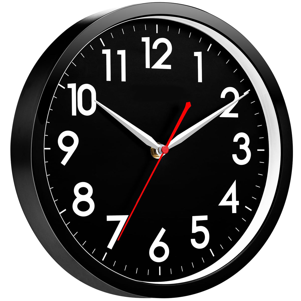 AKCISOT 8 Inch Wall Clock, Silent Battery Operated Analog Clock, Black