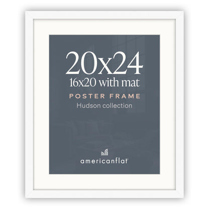 Americanflat 22x28 Poster Frame - Matted to 18x24 - Engineered Wood - Black