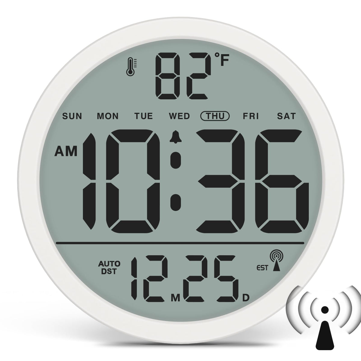 WallarGe Night Light Wall Clock for Bedroom, 12 Inch
