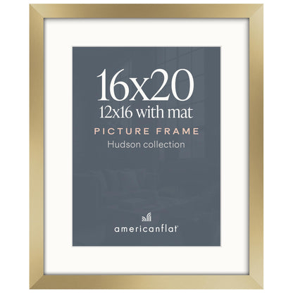 Americanflat 22x28 Poster Frame - Matted to 18x24 - Engineered Wood - Black