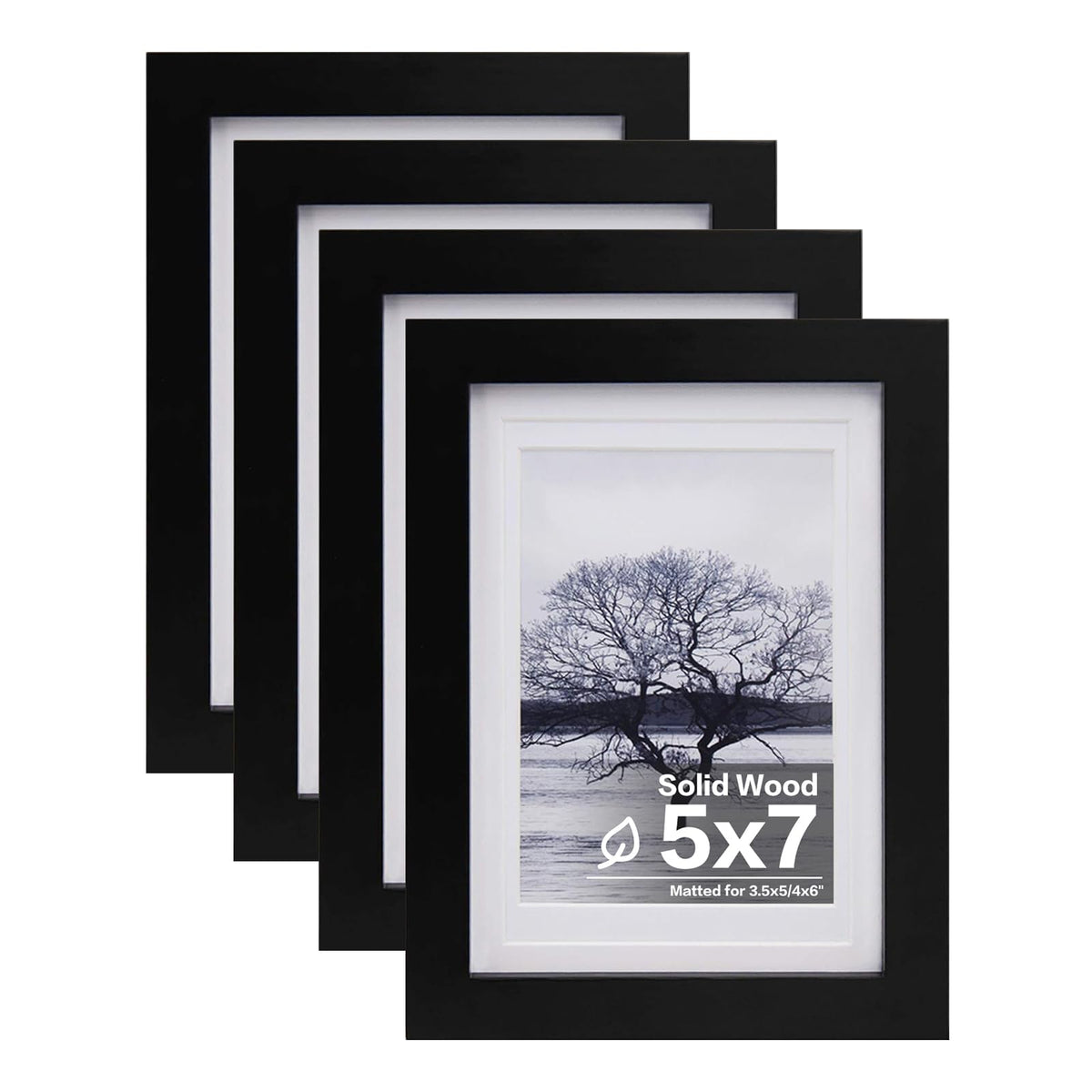 Egofine 8x10 Picture Frames Set of 4, Made of Solid Wood Covered by Plexiglass 4x6 and 5x7 with Mat or 8x10 without Mat, for Table Top Display and Wall Mounting Photo Frame White