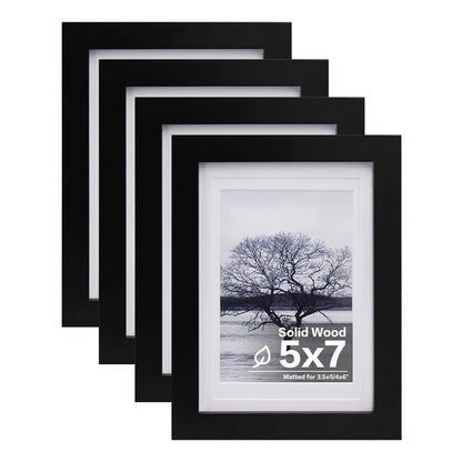 Egofine 8x10 Picture Frames Set of 4, Made of Solid Wood Covered by Plexiglass 4x6 and 5x7 with Mat or 8x10 without Mat, for Table Top Display and Wall Mounting Photo Frame White