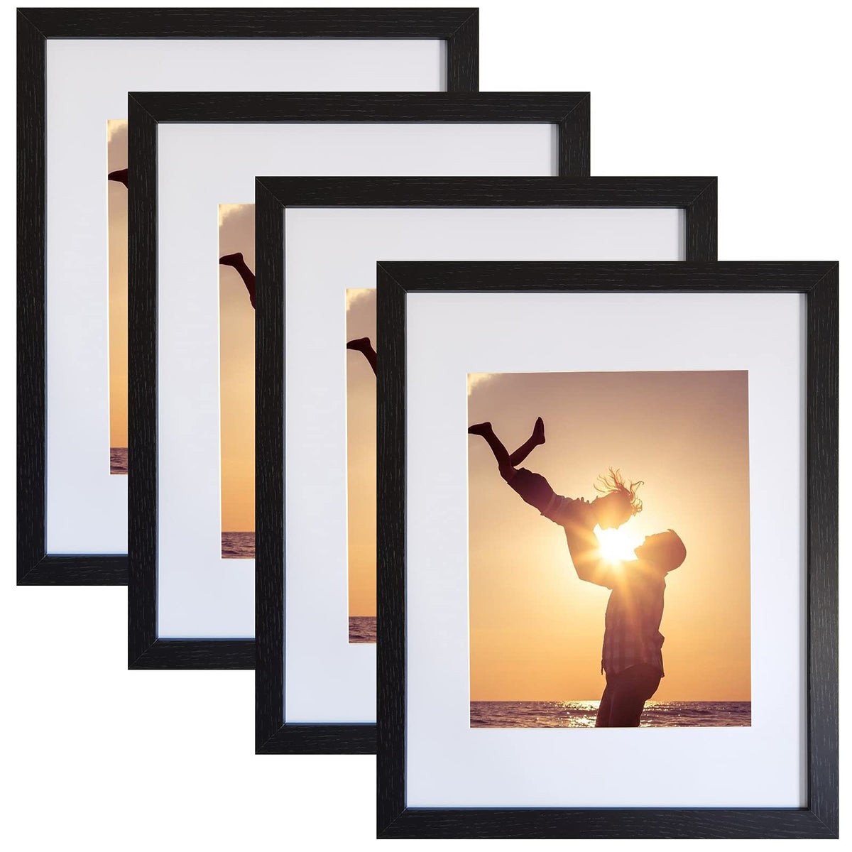 SESEAT 8x10 Picture Frames Rustic Brown with Mat Photo Frames 4 Packs for Tabletop or Wall