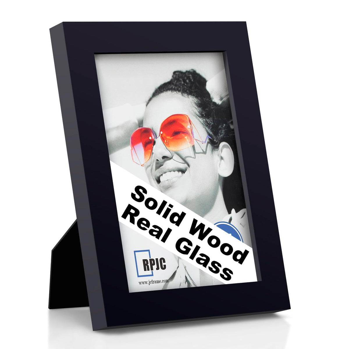 RPJC 5x7 Solid Wood Picture Frame with Real Glass Cover Black