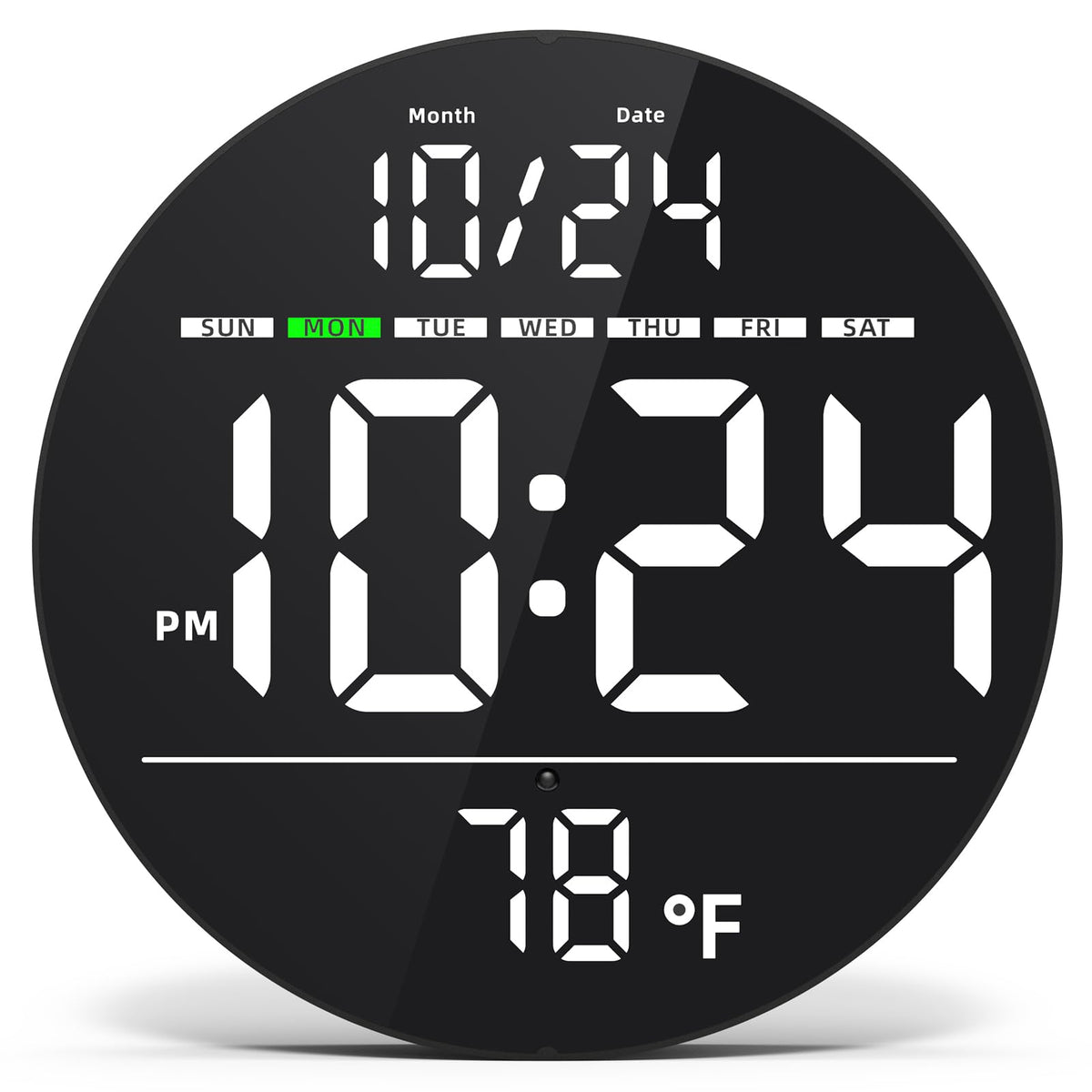 Digital Wall Clock with Large LED Display, Date, Temperature, Auto-Brightness | Small [PLUG-IN] Clock | Modern Electric Wall Clock for Bedroom, Classroom, Living Room, Home, Office, Farmhouse - Blue