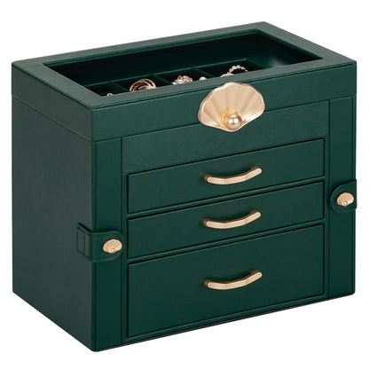 Enthralite Modern Jewelry Organizer for Women: 4-Layer Box with Clear Lid