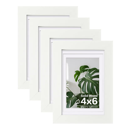 Egofine 11x14 Picture Frames 4 Pack Display Pictures 5x7/8x10 with Mat or 11x14 Without Mat Made of Solid Wood Covered by Plexiglass for Table Top Display and Wall Mounting Photo Frame, Light Brown
