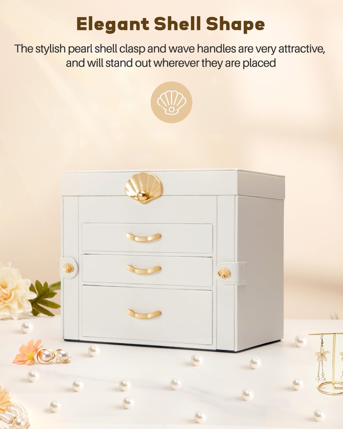 Enthralite Modern Jewelry Organizer for Women: 4-Layer Box with Clear Lid