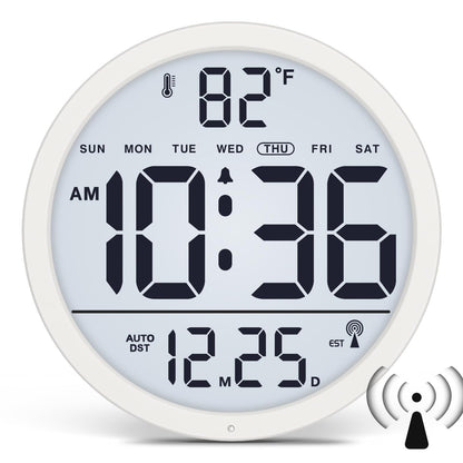WallarGe Backlit Atomic Clock, Self-Setting Digital Wall Clock, 8"