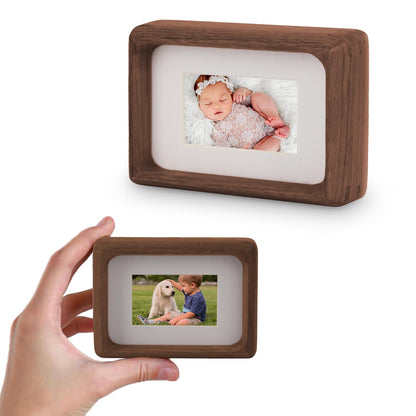 4x6 Picture Frame with 3x4 Mat - Rustic Farmhouse Walnut Wood Frame, Wall & Tabletop Display for Wedding Photos & Home Décor (4x6,Walnut)