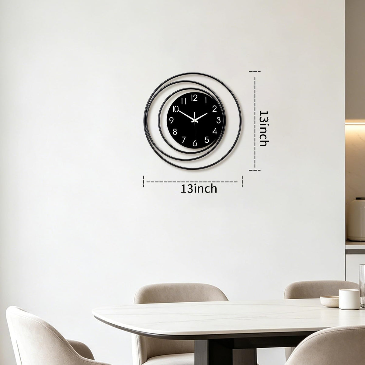 Dankeit 13inch Decorative Wall Clock, Silent Non-Ticking Quality Quartz Battery Operated, Large Wall Clock for Living Room Kitchen Home Bathroom Bedroom Wall Decor, Black