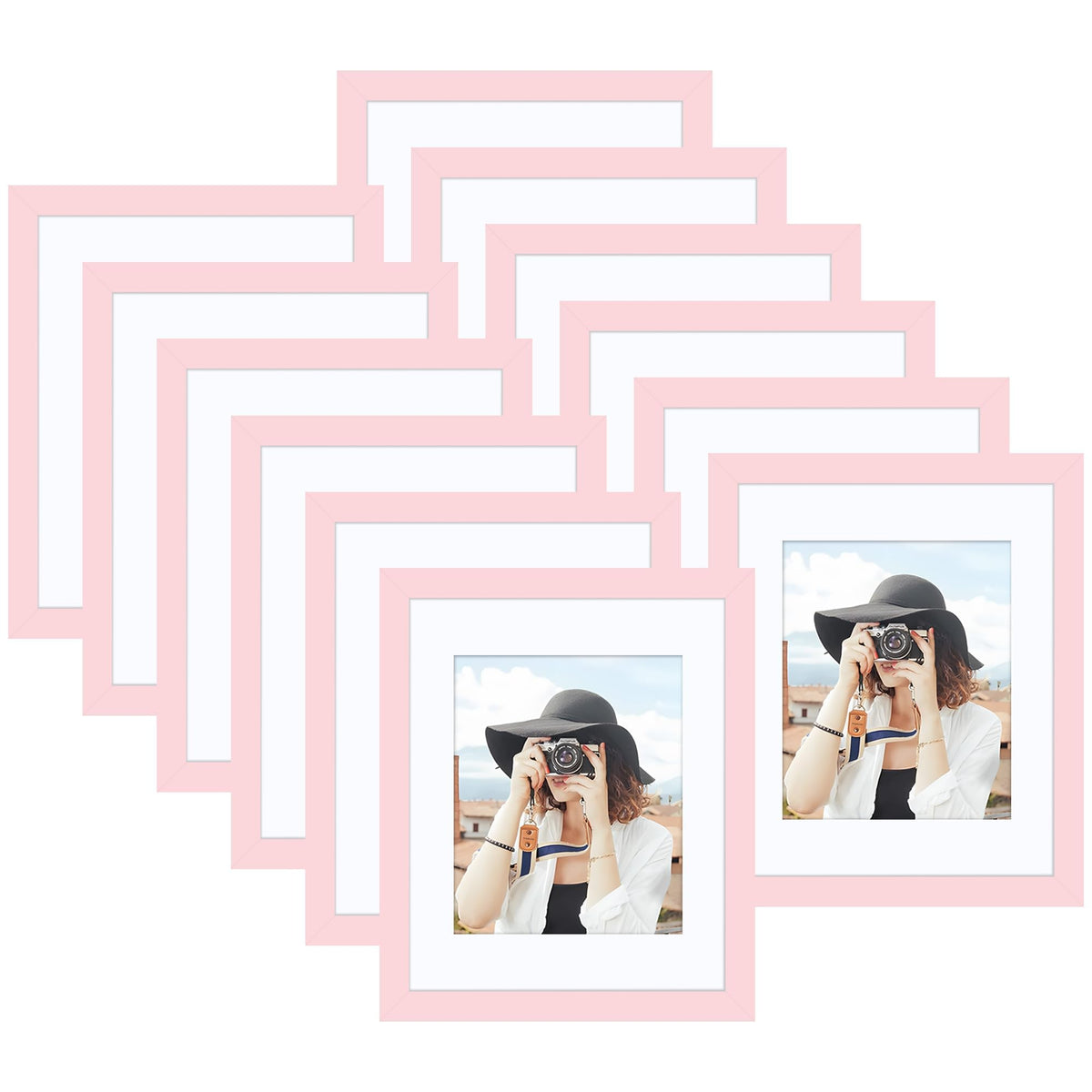Picrit 8x10 Picture Frame Set of 12, Modern Gallery Wall Frames, Black