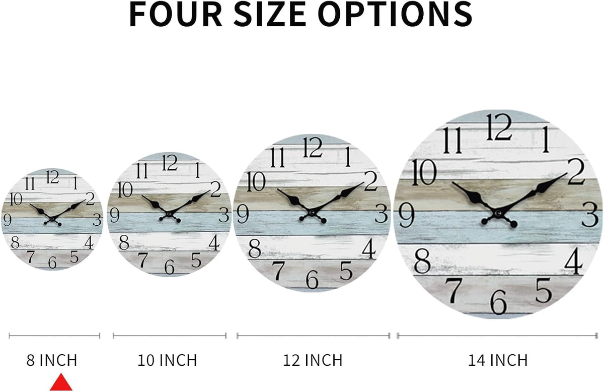 8 Inch Wall Clock, Silent Battery Operated Analog Clock, Blue