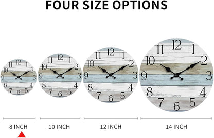 8 Inch Wall Clock, Silent Battery Operated Analog Clock, Blue
