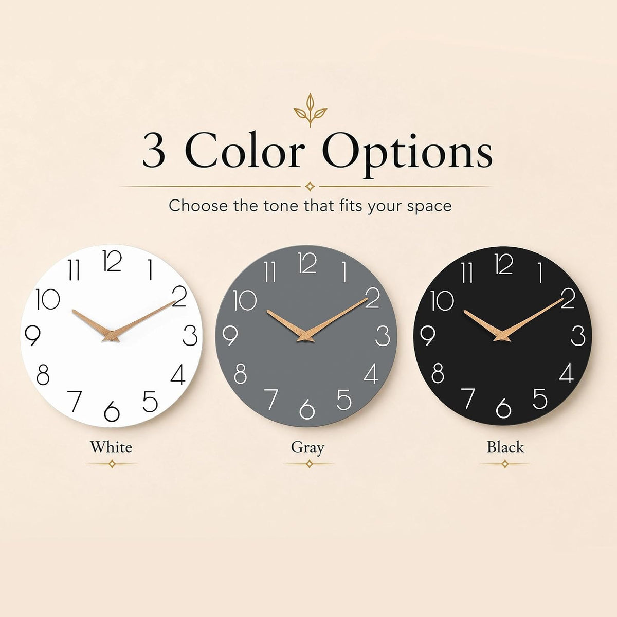 cicininc 8 Inch Battery Operated Wall Clock, Silent Analog, Black