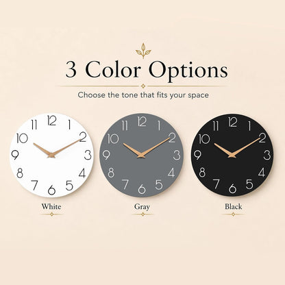 cicininc 8 Inch Battery Operated Wall Clock, Silent Analog, Black
