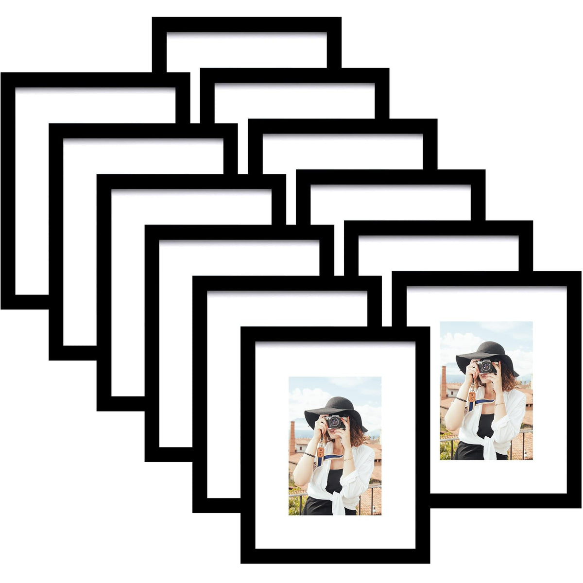 Picrit 8x10 Picture Frame Set of 12, Modern Gallery Wall Frames, Black