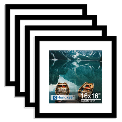 Hongkee 5x7 Picture Frame Set of 4, Real Glass and Wooden Frame, 4x6 Mat