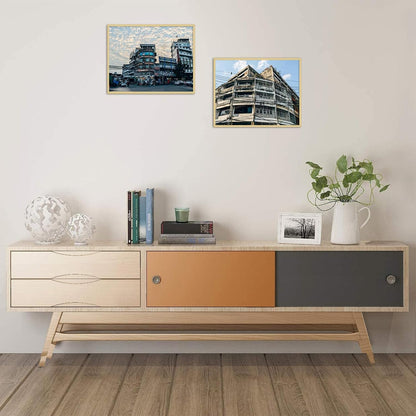 Golden State Art 11x14 Gold Aluminum Frame with White Mat, Real Glass