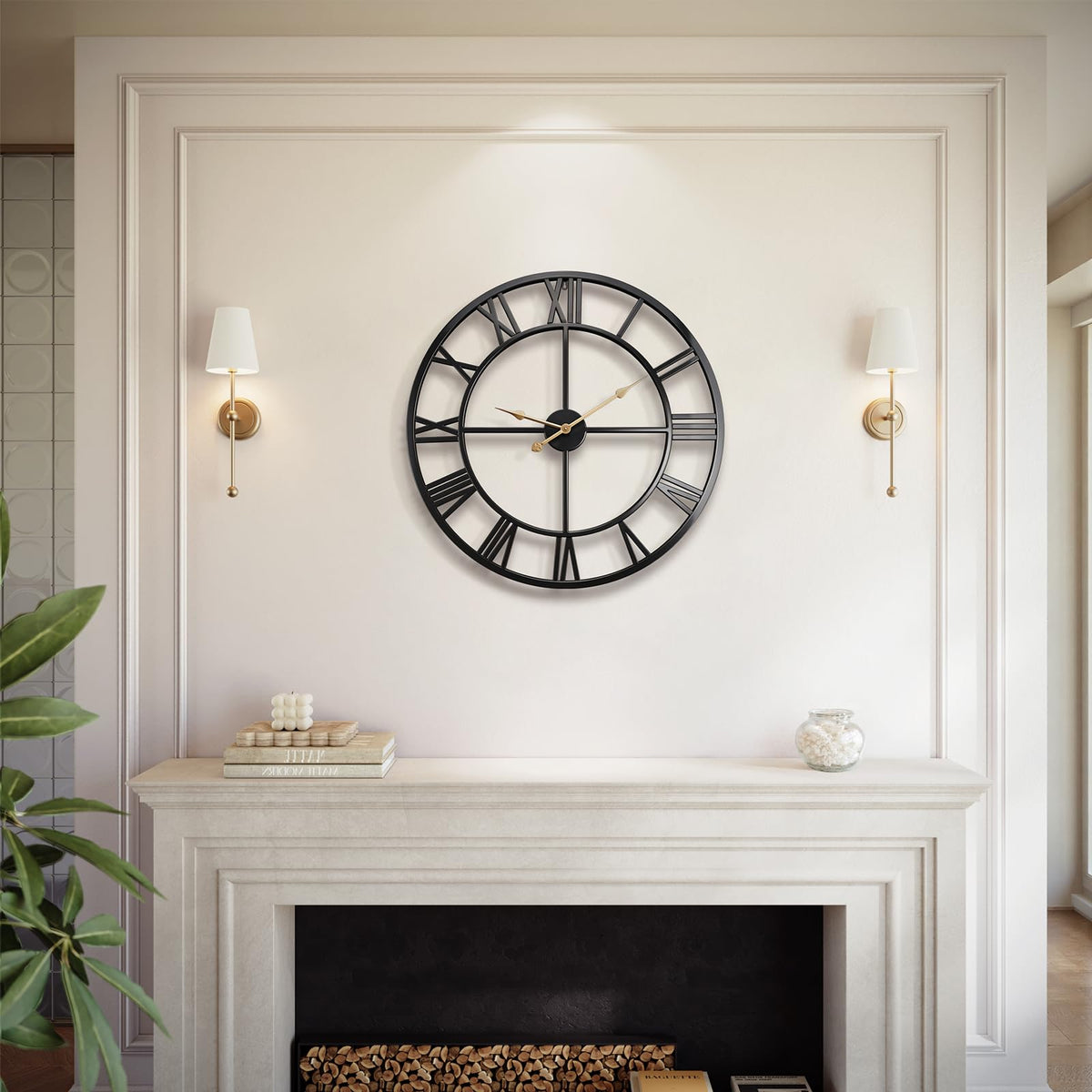 Vantic 32 Inch Large Wall Clock, Roman Numeral Metal Oversized Wall Clocks
