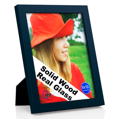 RPJC 5x7 Solid Wood Picture Frame with Real Glass Cover Black