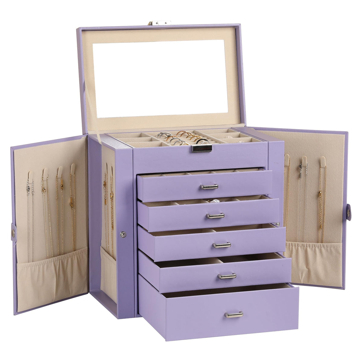 Frebeauty 6-Layer Jewelry Box for Women,Large Jewelry Organizer with Drawer