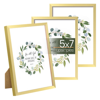 upsimples 4x6 Picture Frame Glass, Thin Border, Black Photo Frames, 3 Pack