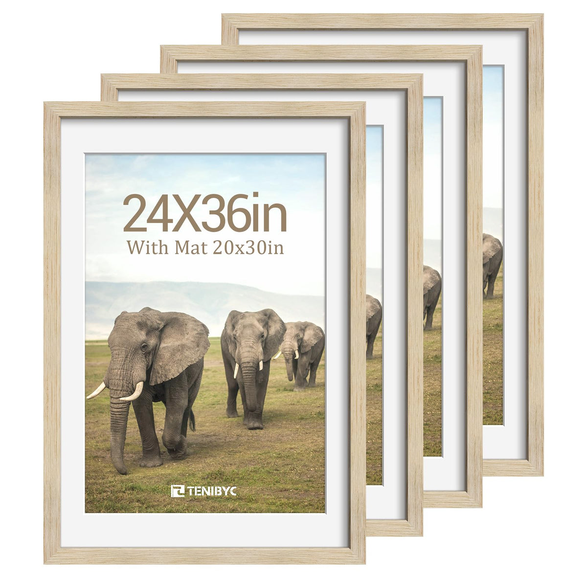 5x7 picture frame 4 Pack, 4x6 Mat, Black Wood, Glass, for Photo