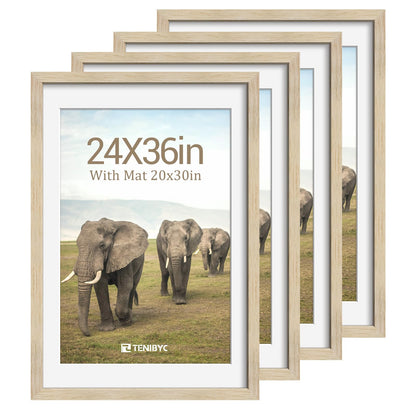 5x7 picture frame 4 Pack, 4x6 Mat, Black Wood, Glass, for Photo