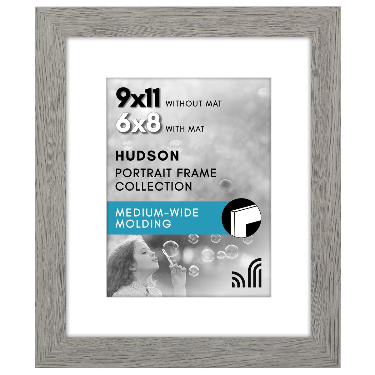 Americanflat 22x28 Poster Frame - Matted to 18x24 - Engineered Wood - Black