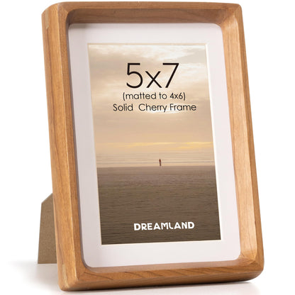 Dreamland 8x10 Picture Frame, USA-Sourced Oak Wood Photo Frames with HD Tempered Glass, 8 x 10 Wooden Frame Matted to 5 x 7, 8x10 Frames Handcrafted Rounded Corner for Tabletop or Wall Display