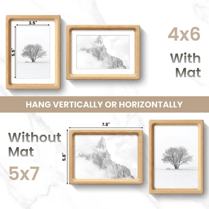 Dreamland 5x7 Picture Frame, USA-Sourced Oak Wood Photo Frames with HD Tempered Glass, 5 x 7 Wooden Frame Matted to 4 x 6, 5x7 Frames Handcrafted Rounded Corner for Tabletop or Wall Display