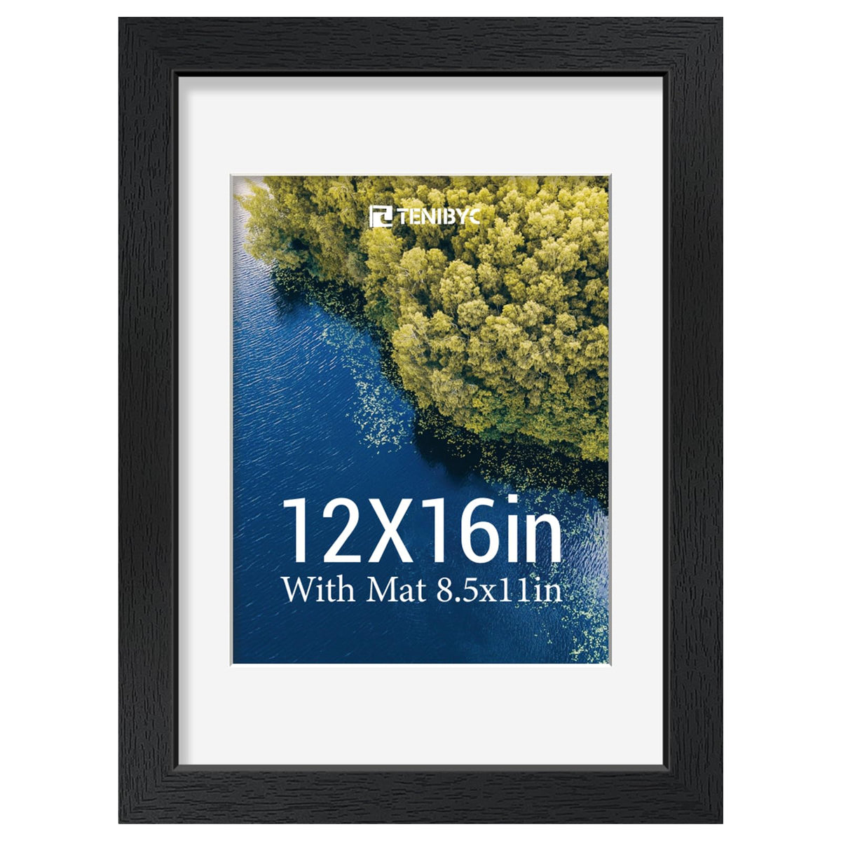 5x7 picture frame 4 Pack, 4x6 Mat, Black Wood, Glass, for Photo