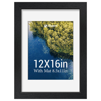 5x7 picture frame 4 Pack, 4x6 Mat, Black Wood, Glass, for Photo