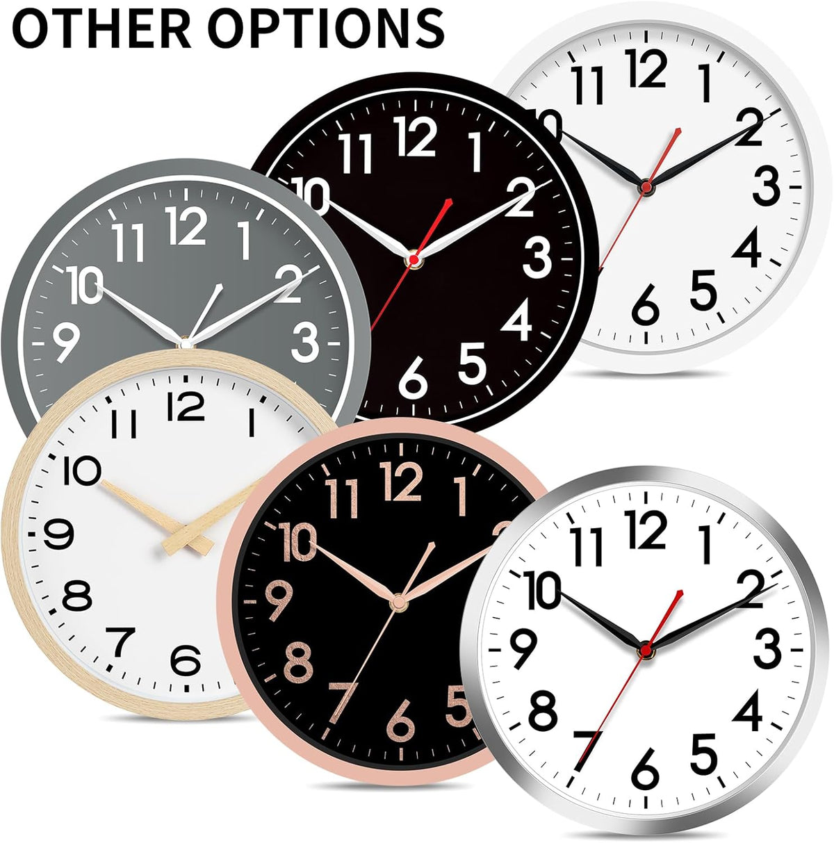 AKCISOT 10 Inch Wall Clock, Silent Battery Operated Analog Clock, Black