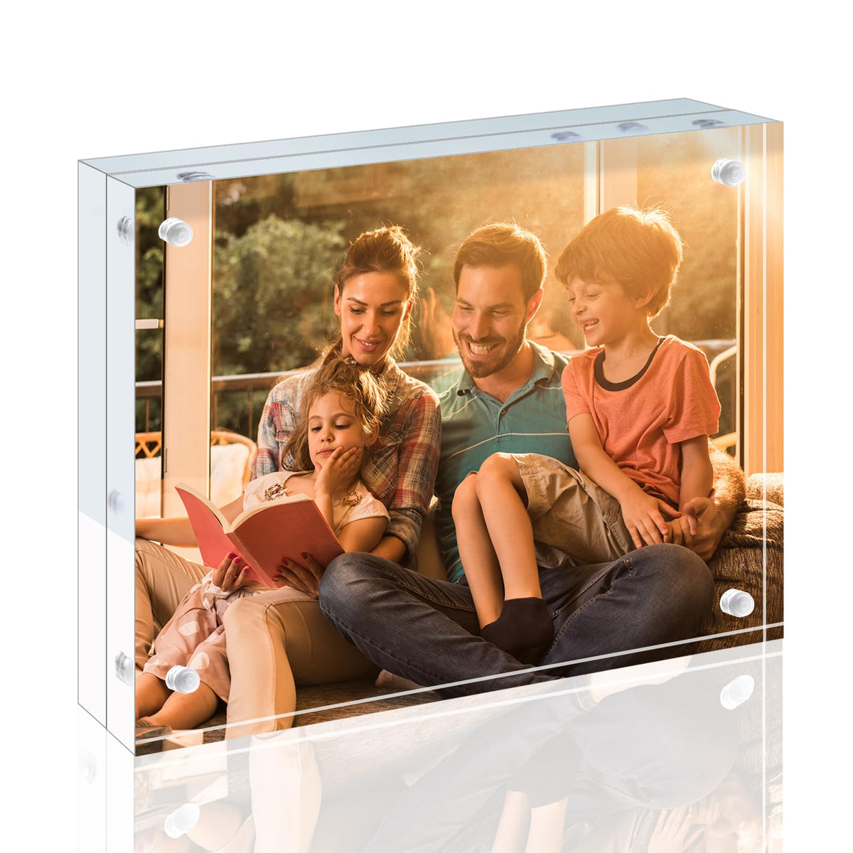 Egofine 5x7 Acrylic Frames 6 Pack, 20mm Thicker Frameless Clear Picture Frames, Double Sided Magnetic Picture Frames, Free Standing Desktop Display