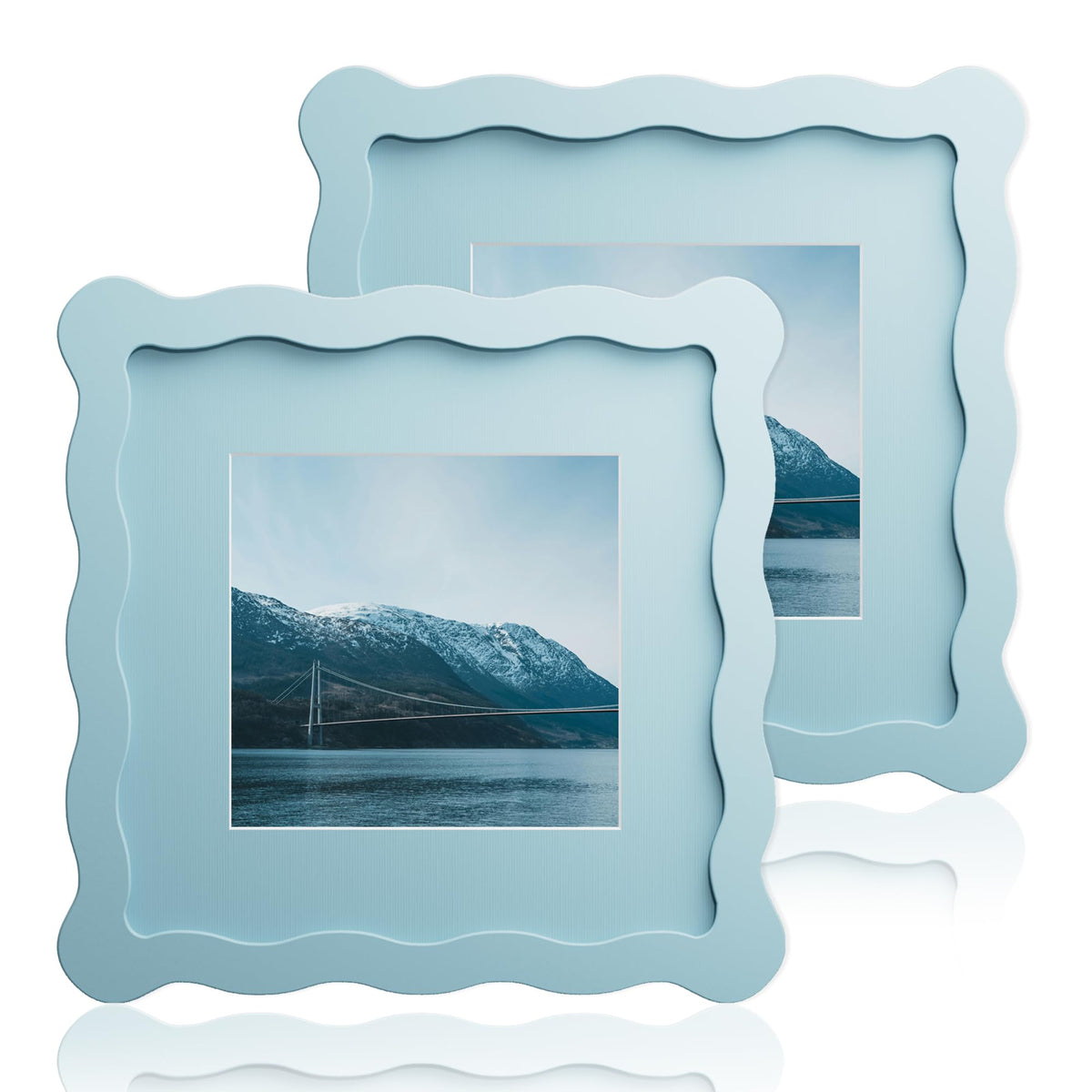 5x7 Wavy Picture Frame with 4x6 Mat, 5 x 7 Wood Frame, Real Glass
