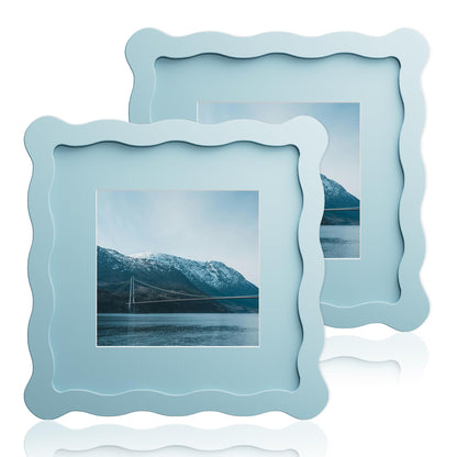 5x7 Wavy Picture Frame with 4x6 Mat, 5 x 7 Wood Frame, Real Glass