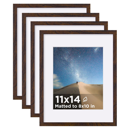 KINLINK 5x7 Picture Frame White Set of 4, Wooden Photo Frames Matted 4x6 with Plexiglass for 4x6 with Mat or 5x7 without Mat for Table and Wall Display