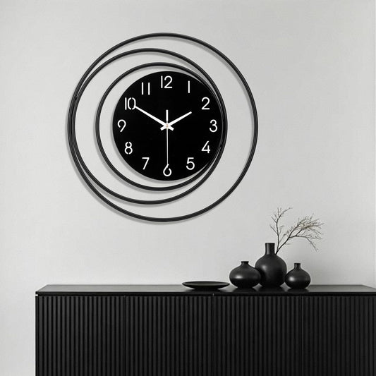 Dankeit 13inch Decorative Wall Clock, Silent Non-Ticking Quality Quartz Battery Operated, Large Wall Clock for Living Room Kitchen Home Bathroom Bedroom Wall Decor, Black