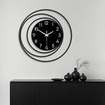 Dankeit 13inch Decorative Wall Clock, Silent Non-Ticking Quality Quartz Battery Operated, Large Wall Clock for Living Room Kitchen Home Bathroom Bedroom Wall Decor, Black