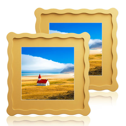 5x7 Wavy Picture Frame with 4x6 Mat, 5 x 7 Wood Frame, Real Glass