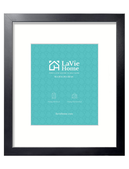 LaVie Home 14x18 Picture Frame Black Poster Frame,Display Pictures 12x16 with Mat or 14x18 Without Mat, Stable and Sturdy Frame and Polished Plexiglass, Horizontal and Vertical Format of The Walls
