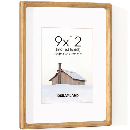 Dreamland 8x10 Picture Frame, USA-Sourced Oak Wood Photo Frames with HD Tempered Glass, 8 x 10 Wooden Frame Matted to 5 x 7, 8x10 Frames Handcrafted Rounded Corner for Tabletop or Wall Display