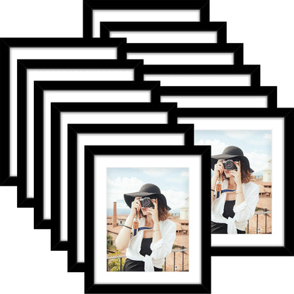 Picrit 8x10 Picture Frame Set of 12, Modern Gallery Wall Frames, Black