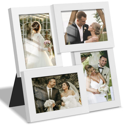 DUENPY 4x6 Collage Frame Tempered Glass For 4 4x6 Photos Brown