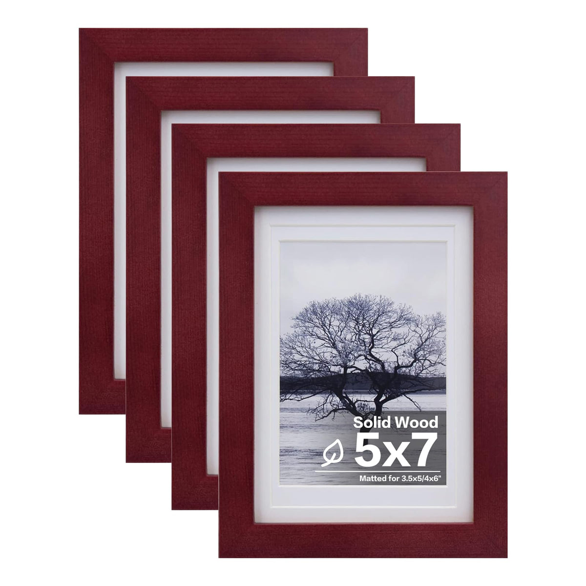 Egofine 11x14 Picture Frames 4 Pack Display Pictures 5x7/8x10 with Mat or 11x14 Without Mat Made of Solid Wood Covered by Plexiglass for Table Top Display and Wall Mounting Photo Frame, Light Brown