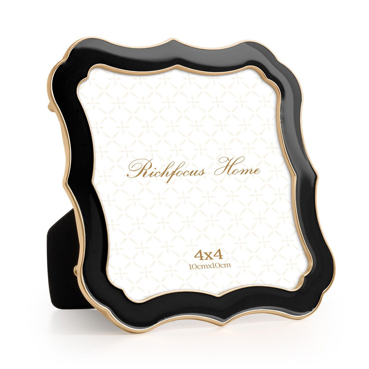 4x6 Enamel Picture Frame with HD-Tempered Glass, Display 3x5 Photo with Mat, Ornate Photo Frame with Gold Metal Edge & Velvet Back for Tabletop & Wall Mount Vertically or Horizontally Display, White
