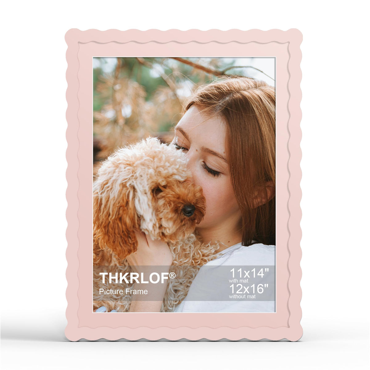 4x6 Picture Frame with Mat for 3.5x5, Wavy Edge Wooden Real Glass Photo Frame for Tabletop and Wall Hanging, Green, 1 Pack