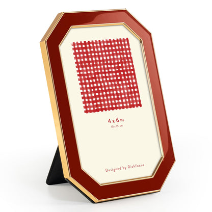 4x6 Enamel Picture Frame with HD-Tempered Glass, Display 3x5 Photo with Mat, Ornate Photo Frame with Gold Metal Edge & Velvet Back for Tabletop & Wall Mount Vertically or Horizontally Display, White